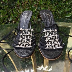 Giuseppe Zanotti Black Rhinestone Heels Pumps 38 8
